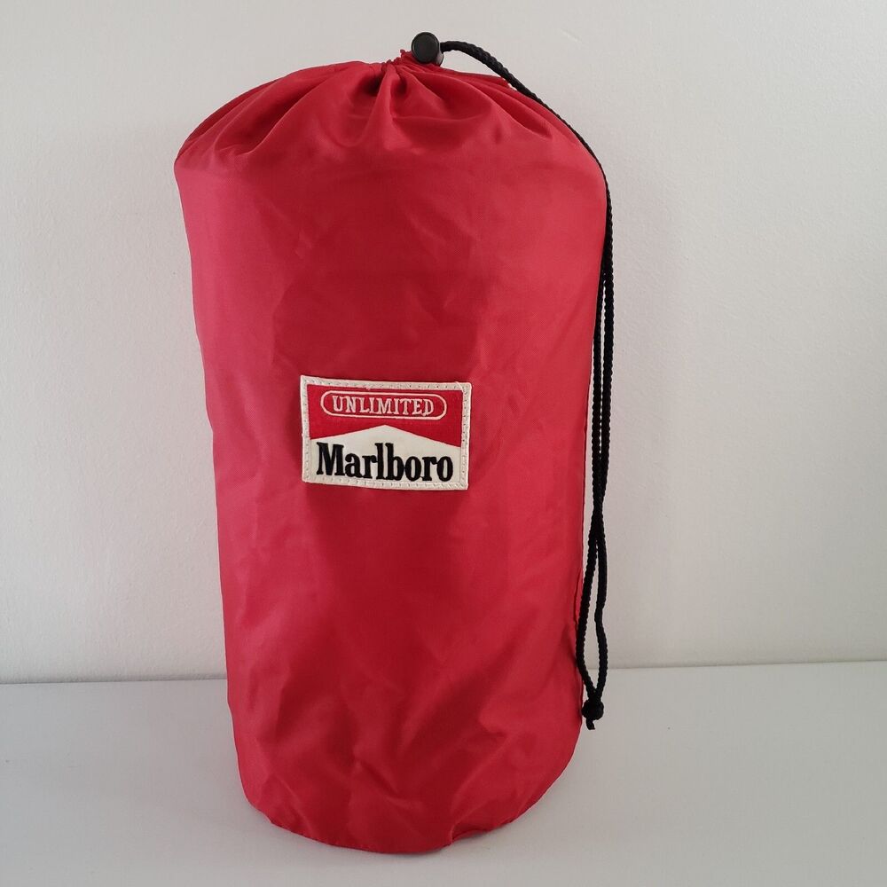 VTG Marlboro Unlimited Sleeping Bag Camping Red Check Flannel Plaid